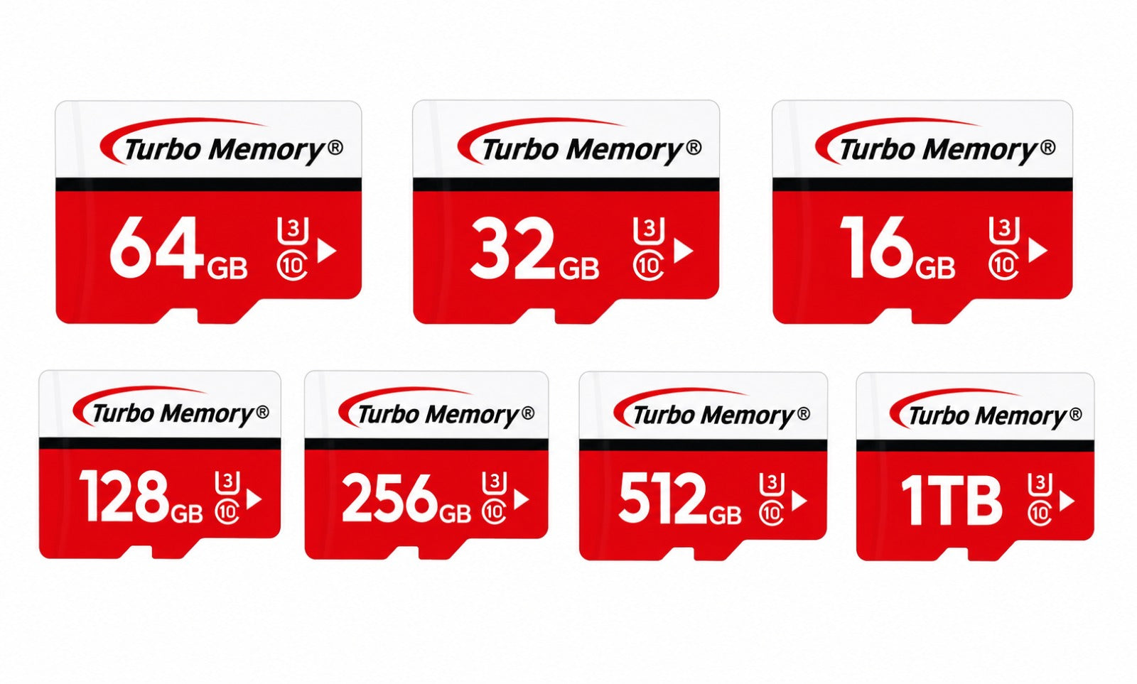 Turbo Memory High-Speed MicroSDXC Card Class 10 U3 - 16GB to 1TB