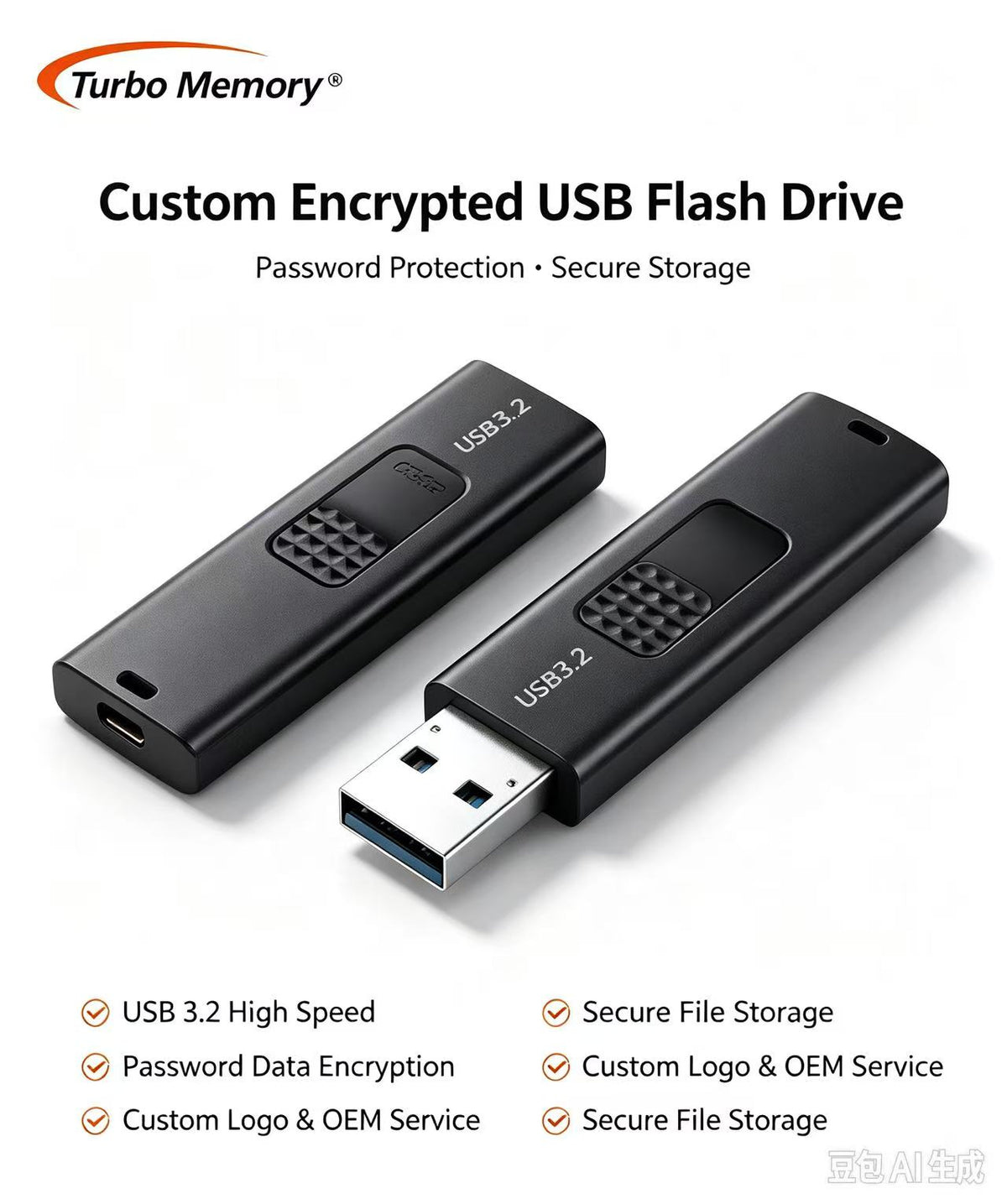 USB 3.2 Secure Flash Drive – Password Protected High-Speed USB Storage